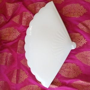 Limoges France large White Porcelain Fan Shape Jewelry  Box New